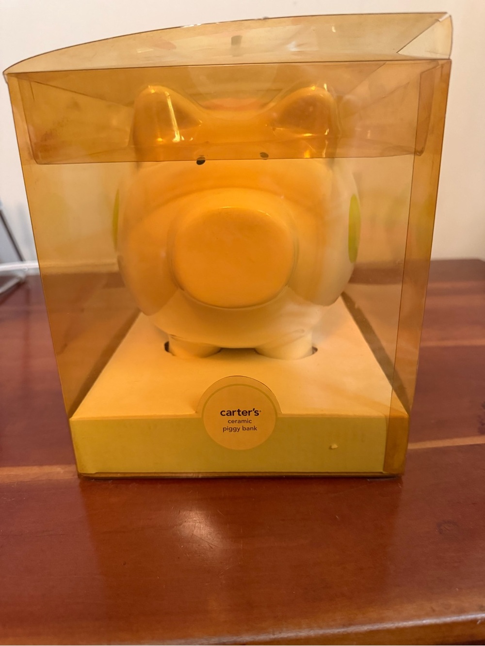 Carter's Yellow Ceramic Piggy Bank with Green Accents
